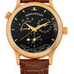 JLC - Master Control World Timer - 38 MM - Rose Gold - Black Dial - Brown Lather Strap - 142.2.92.S