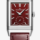 JLC - Reverso Tribute Monoface Small Seconds - 45.6 MM x 27.4 MM - Stainless Steel - Burgundy Dial - Burgundy Leather Strap - JLC Q397846J