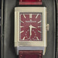 JLC - Reverso Tribute Monoface Small Seconds - 45.6 MM x 27.4 MM - Stainless Steel - Burgundy Dial - Burgundy Leather Strap - JLC Q397846J