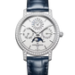 Vacheron Constantin Traditionnelle Perpetual Calendar Ultra-Thin White Gold 36.5 MM - Dark Blue Leather Strap - Diamond Bezel - Silver Dial - 4305T/000G-H135