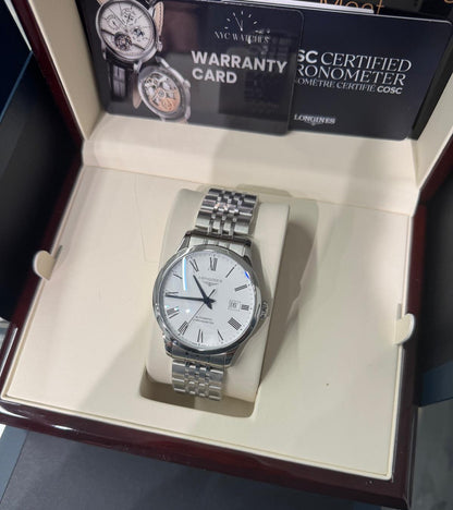 Longines Record - Stainless Steel - 40 MM - White Matt Dial - L2.821.4.11.6