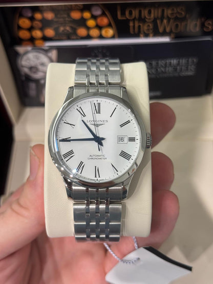 Longines Record - Stainless Steel - 40 MM - White Matt Dial - L2.821.4.11.6