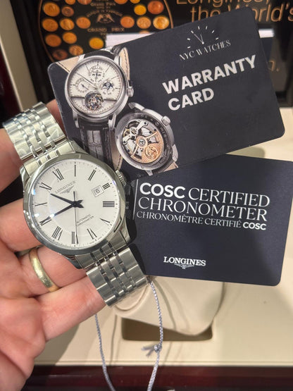 Longines Record - Stainless Steel - 40 MM - White Matt Dial - L2.821.4.11.6