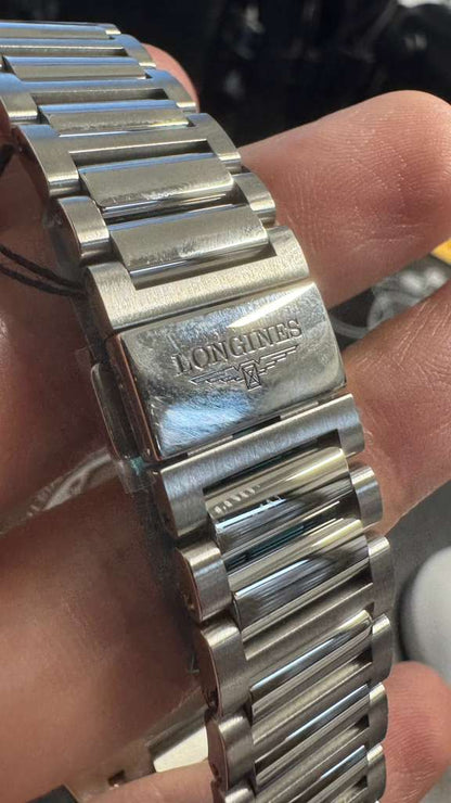 Longines Conquest Chronograph - 42 MM - Steel Case - Ceramic Bezel - Silver with Blue Counters Dial - L3.835.4.98.6
