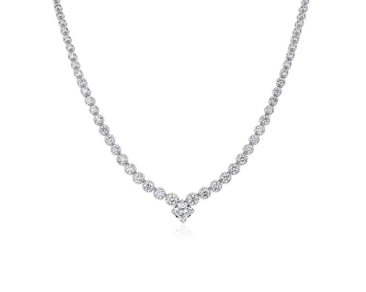 Necklace - Diamond Eternity - 14k White Gold - Princess Center - N-0001WG14D