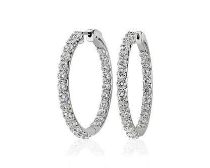 Lab Grown Diamond Eternity Hoop Earrings - 14k White Gold - 5 Ct. Tw. - E-0024WG14DEH