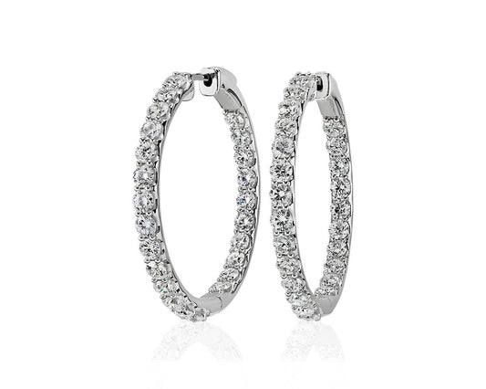 Lab Grown Diamond Eternity Hoop Earrings - 14k White Gold - 5 Ct. Tw. - E-0024WG14DEH