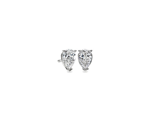 Natural Diamond Pear Cut Stud Earrings - &nbsp;14k White Gold - 1 Ct. Tw. - E-0032-2WG14DPCS