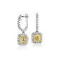 Yellow Diamond Drop Earrings With Halos - 18k White & Yellow Gold - 2 3/8 Ct. Tw. - E-0026YWG18DDH