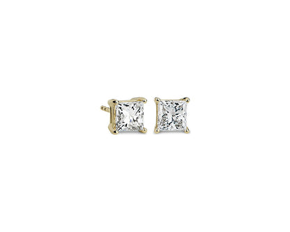 Lab Grown Diamond Princess Cut Stud Earrings - &nbsp;14k Yellow Gold - 2 Ct. Tw. - E-0033YG14DPCS