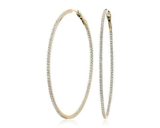 Dazzling Diamond Eternity Hoop Earrings - 14k Yellow Gold - 2 Ct. Tw. - E-0021YG14DDEH
