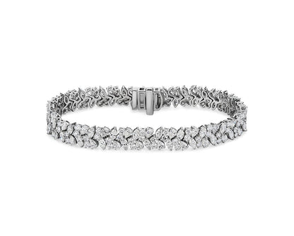 Alternating Fancy Diamond Cluster Bracelet - 14k White Gold - 12 1/2 Ct. Tw. - B-0046WG14 ADC