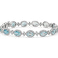 Oval Aquamarine And Pavé Diamond Halo Bracelet - 18k White Gold - 2.26 Ct. Tw. - B-0064WG18 OAPDH
