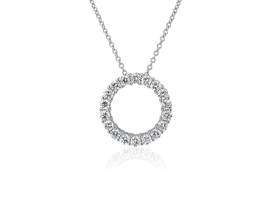 Lab Grown Diamond Circle Pendant - 14k White Gold - 1 Ct. Tw. - N-0011WG14DCP