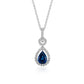 Floating Sapphire And Diamond Pear Pendant Necklace - 14k White Gold - 8x6MM - N-0007WG14DS