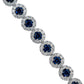 Sapphire And Diamond Halo Bracelet - 14k White Gold - 2 4/5 Ct. Tw. - B-0061WG14 SDH