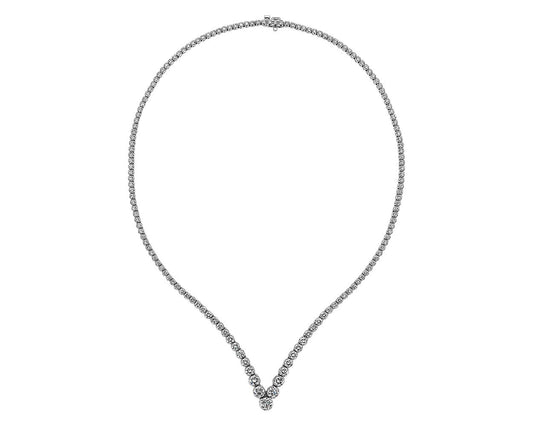 Chevron Eternity Diamond Necklace - 14k White Gold - 10 Ct. Tw. - N-0003WG14D