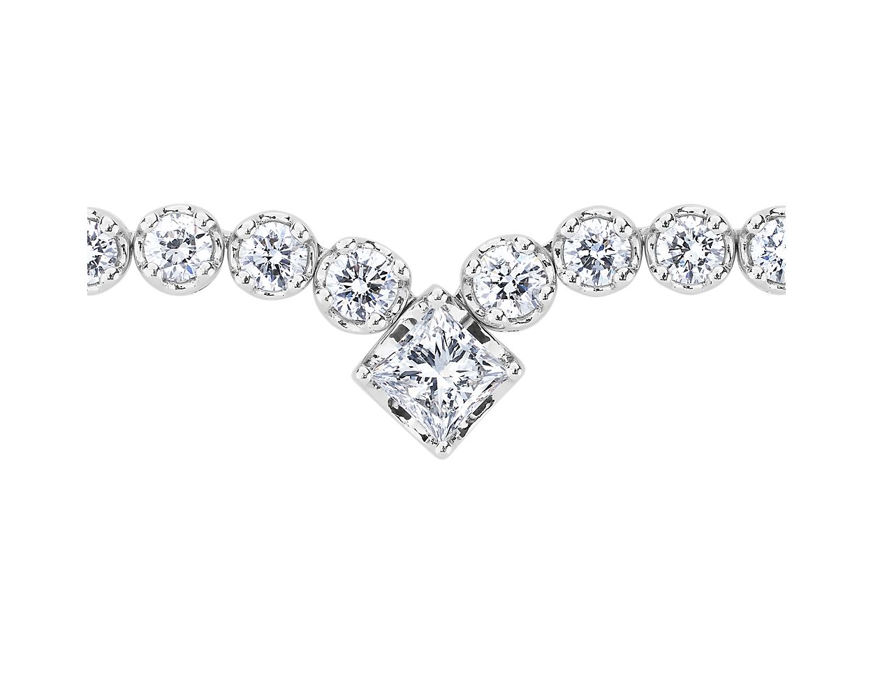 Necklace - Diamond Eternity - 14k White Gold - Princess Center - N-0001WG14D