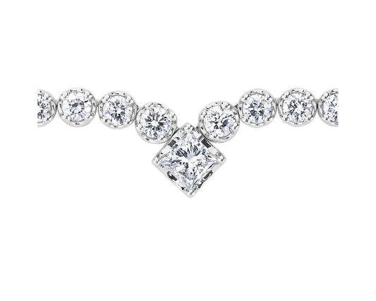 Necklace - Diamond Eternity - 14k White Gold - Princess Center - N-0001WG14D