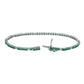 Alternating Emerald And Diamond Bracelet - 14k White Gold - B-0056WG14 AED