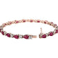 Ruby And White Sapphire Bracelet - 14k Rose Gold - B-0057RG14 RWS