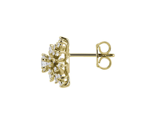 Sunburst Diamond Stud Earrings - 14k Yellow Gold - 1 Ct. Tw. - E-0034YG14SDS