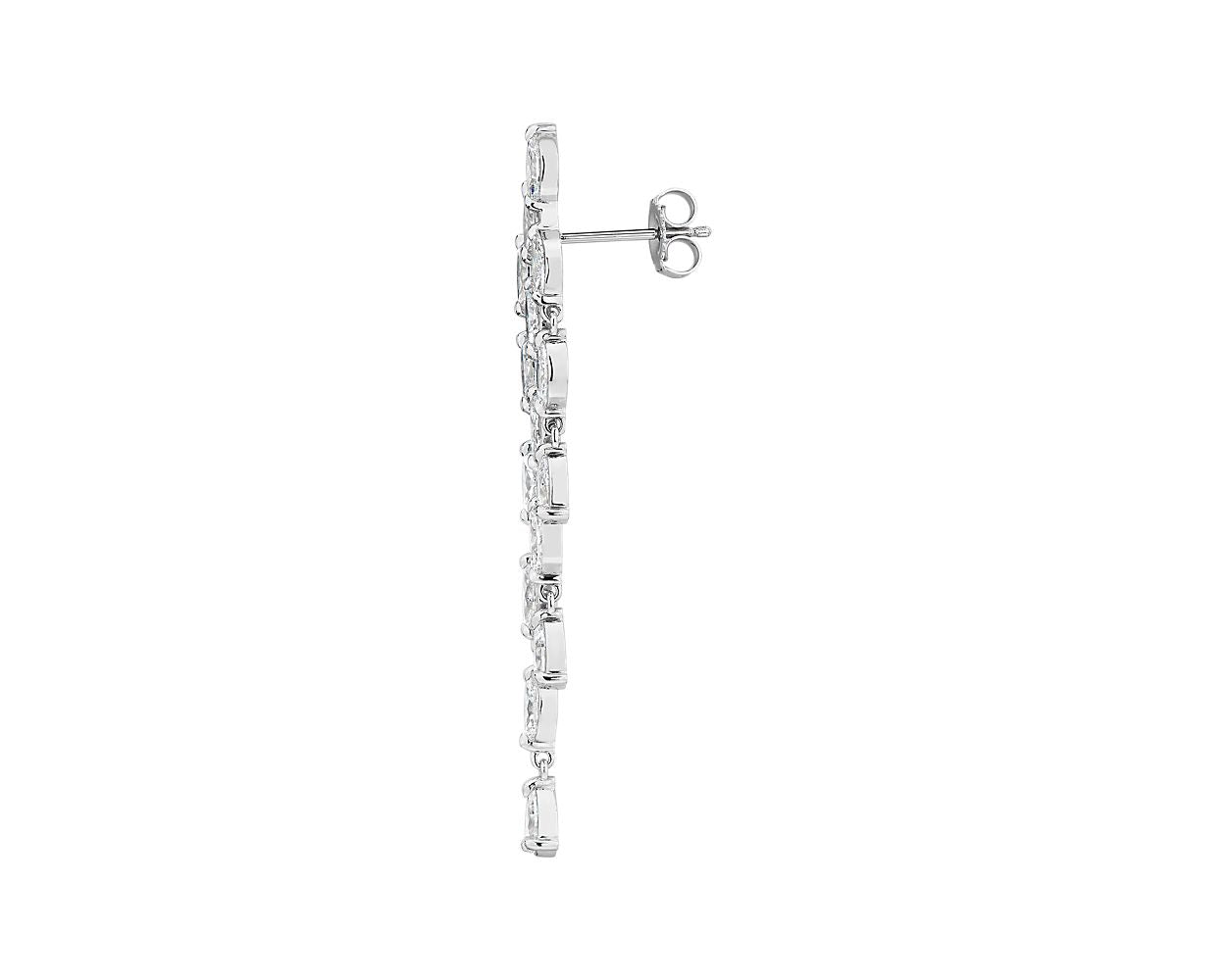 Diamond Trio Drop Earrings - &nbsp;18k White Gold - 4 Ct. Tw. - E-0029WG18DTD