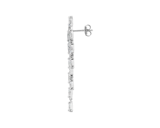 Diamond Trio Drop Earrings - &nbsp;18k White Gold - 4 Ct. Tw. - E-0029WG18DTD