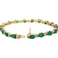 Emerald And White Sapphire Bracelet - 14k Yellow Gold - B-0059YG14 EWS