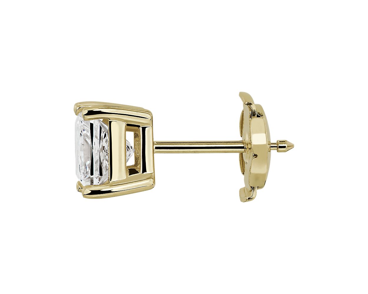 Lab Grown Diamond Princess Cut Stud Earrings - &nbsp;14k Yellow Gold - 2 Ct. Tw. - E-0033YG14DPCS