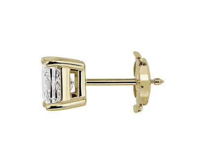 Lab Grown Diamond Princess Cut Stud Earrings - &nbsp;14k Yellow Gold - 2 Ct. Tw. - E-0033YG14DPCS