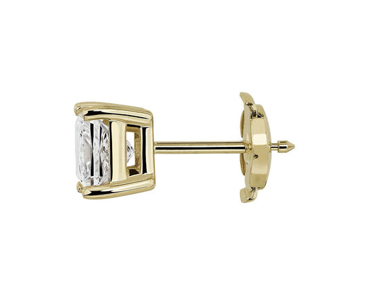 Lab Grown Diamond Princess Cut Stud Earrings - &nbsp;14k Yellow Gold - 2 Ct. Tw. - E-0033YG14DPCS