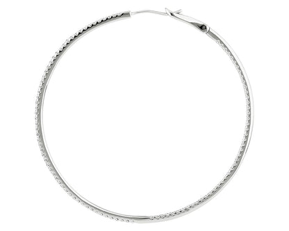 Dazzling Diamond Eternity Hoop Earrings -  14k White Gold - 2 Ct. Tw. - E-0020WG14DDEH