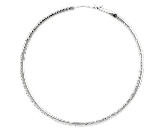 Dazzling Diamond Eternity Hoop Earrings -  14k White Gold - 2 Ct. Tw. - E-0020WG14DDEH