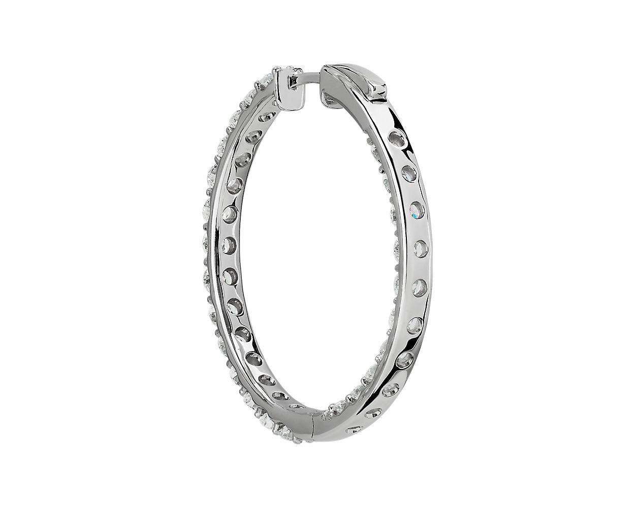 Lab Grown Diamond Eternity Hoop Earrings - 14k White Gold - 5 Ct. Tw. - E-0024WG14DEH
