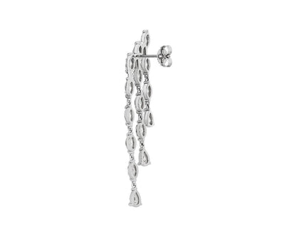 Diamond Trio Drop Earrings - &nbsp;18k White Gold - 4 Ct. Tw. - E-0029WG18DTD