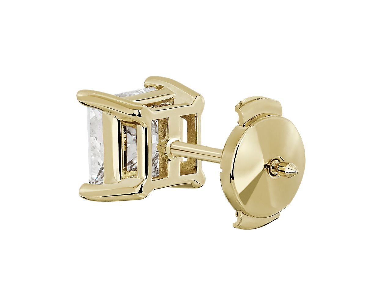 Lab Grown Diamond Princess Cut Stud Earrings - &nbsp;14k Yellow Gold - 2 Ct. Tw. - E-0033YG14DPCS