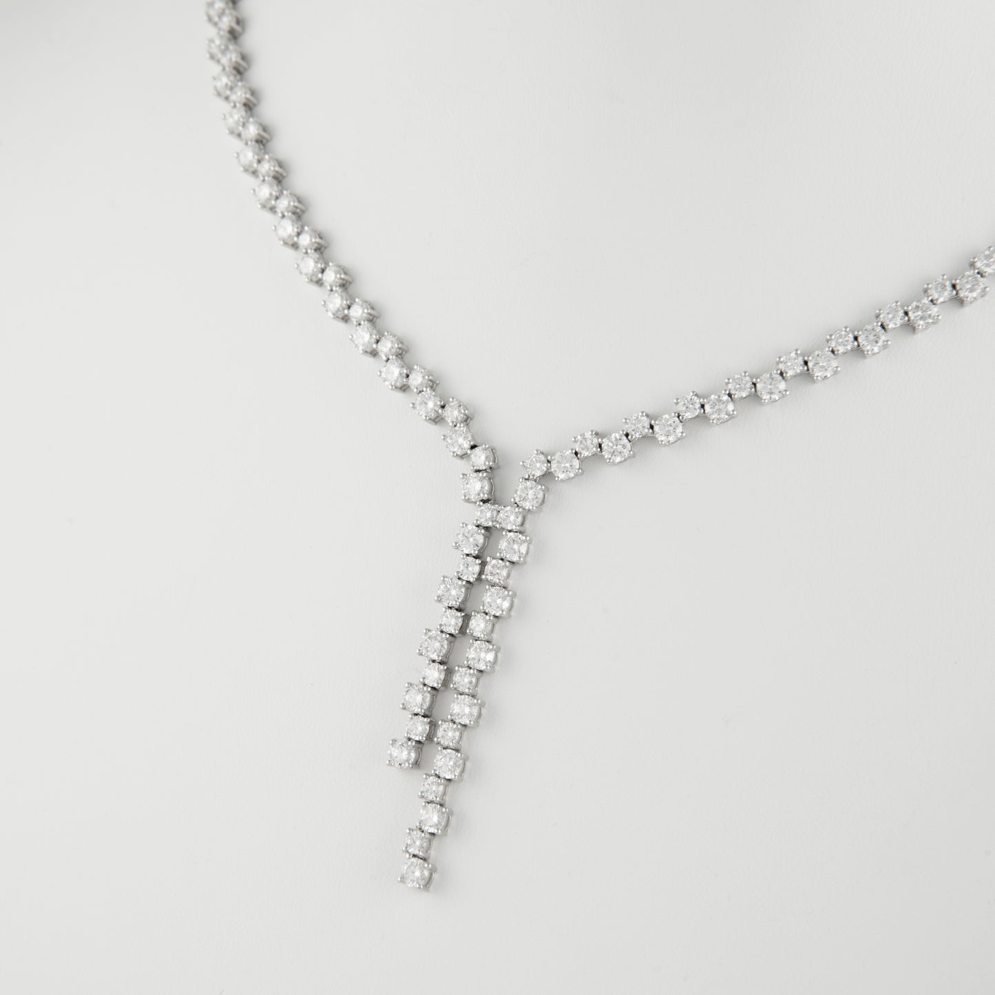 Diamond Lariat Necklace - 18k White Gold - 13 1/5 Ct. Tw. - N-0055WG18 DL