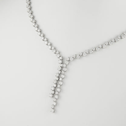Diamond Lariat Necklace - 18k White Gold - 13 1/5 Ct. Tw. - N-0055WG18 DL