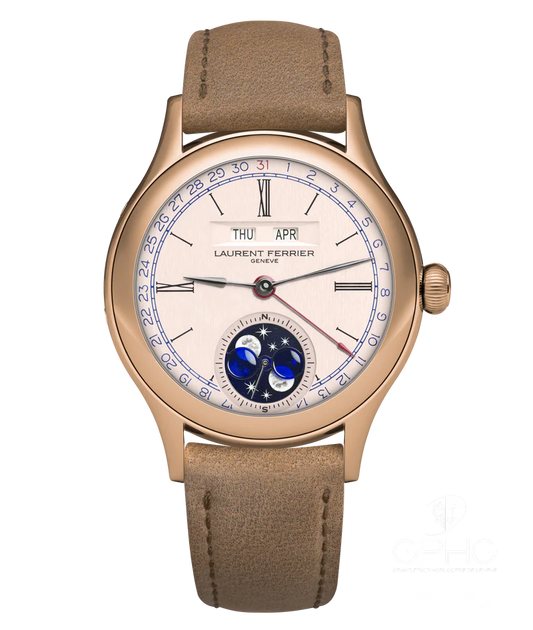 Laurent Ferrier - Classic Moon Silver - 40 MM - Red Gold - Silver Dial - Brown Leather Strap - LCF039.R5.G3N