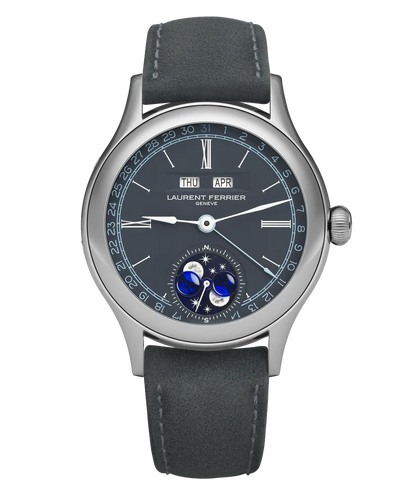 Laurent Ferrier - Classic Moon Blue - 40 MM - Stainless Steel - Gray-Blue Opaline Dial - Dark Gray Leather Strap - LCF039.AC.C1WC