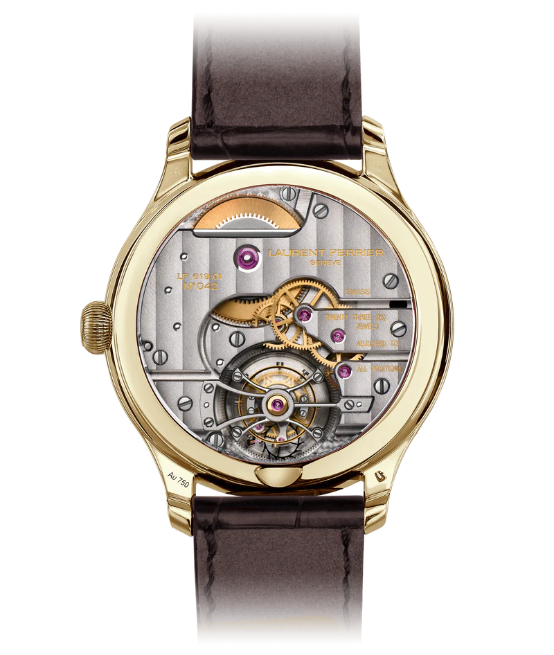 Laurent Ferrier - Classic Tourbillon White Enamel Grand Feu - 41 MM - Yellow Gold - White Enamel Dial - Dark Brown Leather Strap - LCF001.02.J1.E10