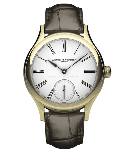Laurent Ferrier - Classic Tourbillon White Enamel Grand Feu - 41 MM - Yellow Gold - White Enamel Dial - Dark Brown Leather Strap - LCF001.02.J1.E10