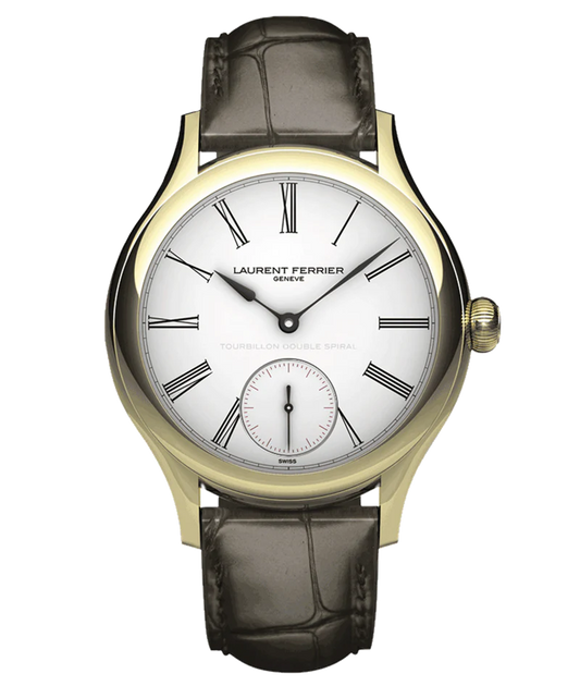 Laurent Ferrier - Classic Tourbillon White Enamel Grand Feu - 41 MM - Yellow Gold - White Enamel Dial - Dark Brown Leather Strap - LCF001.02.J1.E10