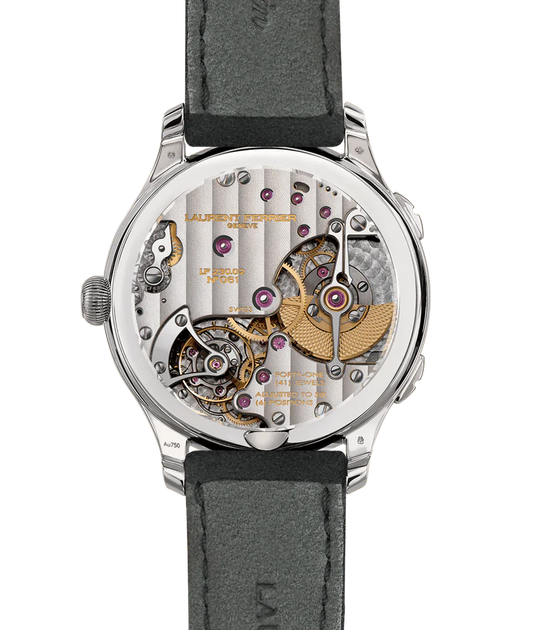 Laurent Ferrier - Classic Traveller Globe Night Blue - 41 MM - White Gold - White Gold "Globe" Night Blue Dial - Gray Leather Strap - LCF012.G1.NGE10