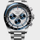 Longines Conquest Chronograph - 42 MM - Steel Case - Ceramic Bezel - Silver with Blue Counters Dial - L3.835.4.98.6