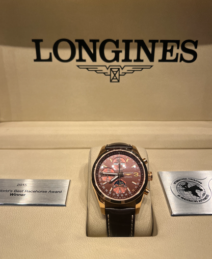 Longines Conquest Classic Moonphase - 42 MM - Rose Gold - Brown Dial - Leather Strap - L2.798.8.62.3