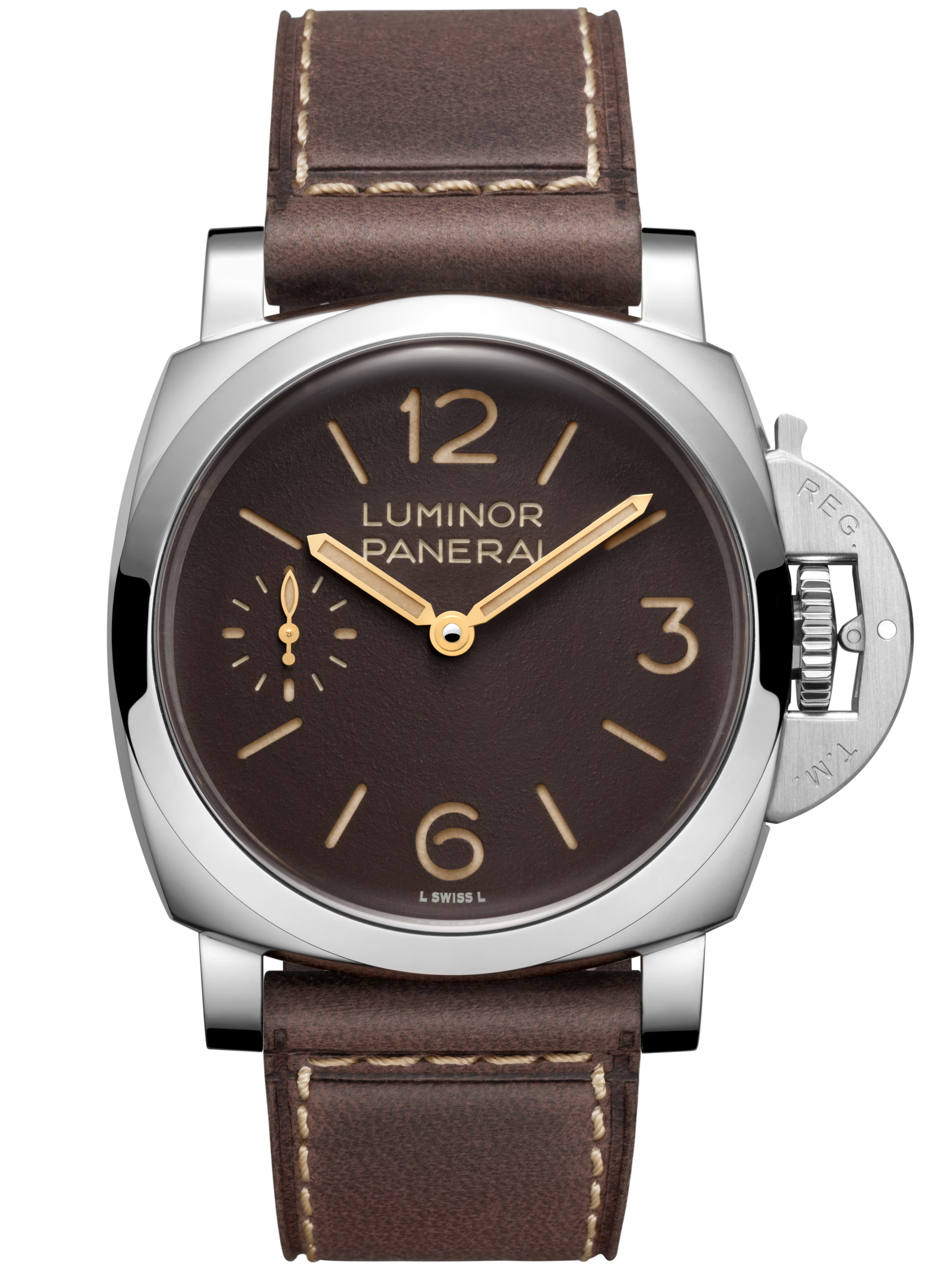 Panerai Luminor Stainless Steel 44 MM - Dark Brown Calfskin Leather Strap - Brown Tobacco Dial - PAM01731