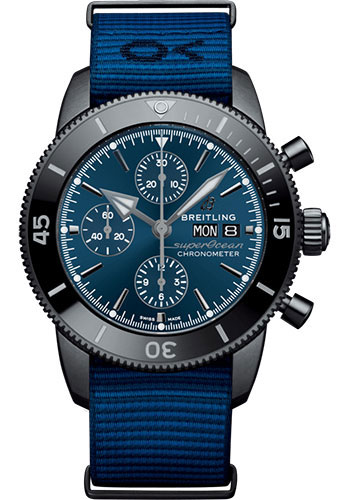 Breitling Superocean Heritage Black Stainless Steel 44 MM - Blue Fabric Strap - Blue Dial - M133132A1C1W1