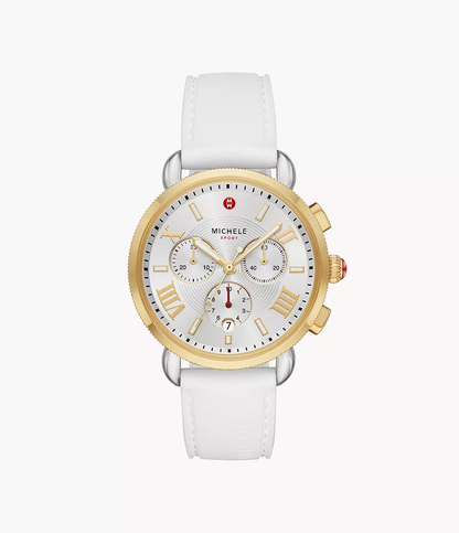 Michele Sporty Sport Sail - 38 MM - Stainless Steel, 18k Gold Plated - Silver Dial - MWW01P000017